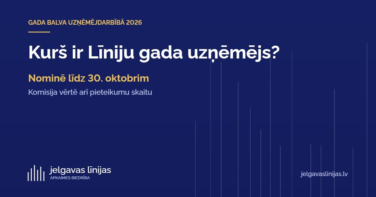 Kurš ir Līniju gada uzņēmējs? Nominēsim savējos Jelgavas Gada balvai uzņēmējdarbībā