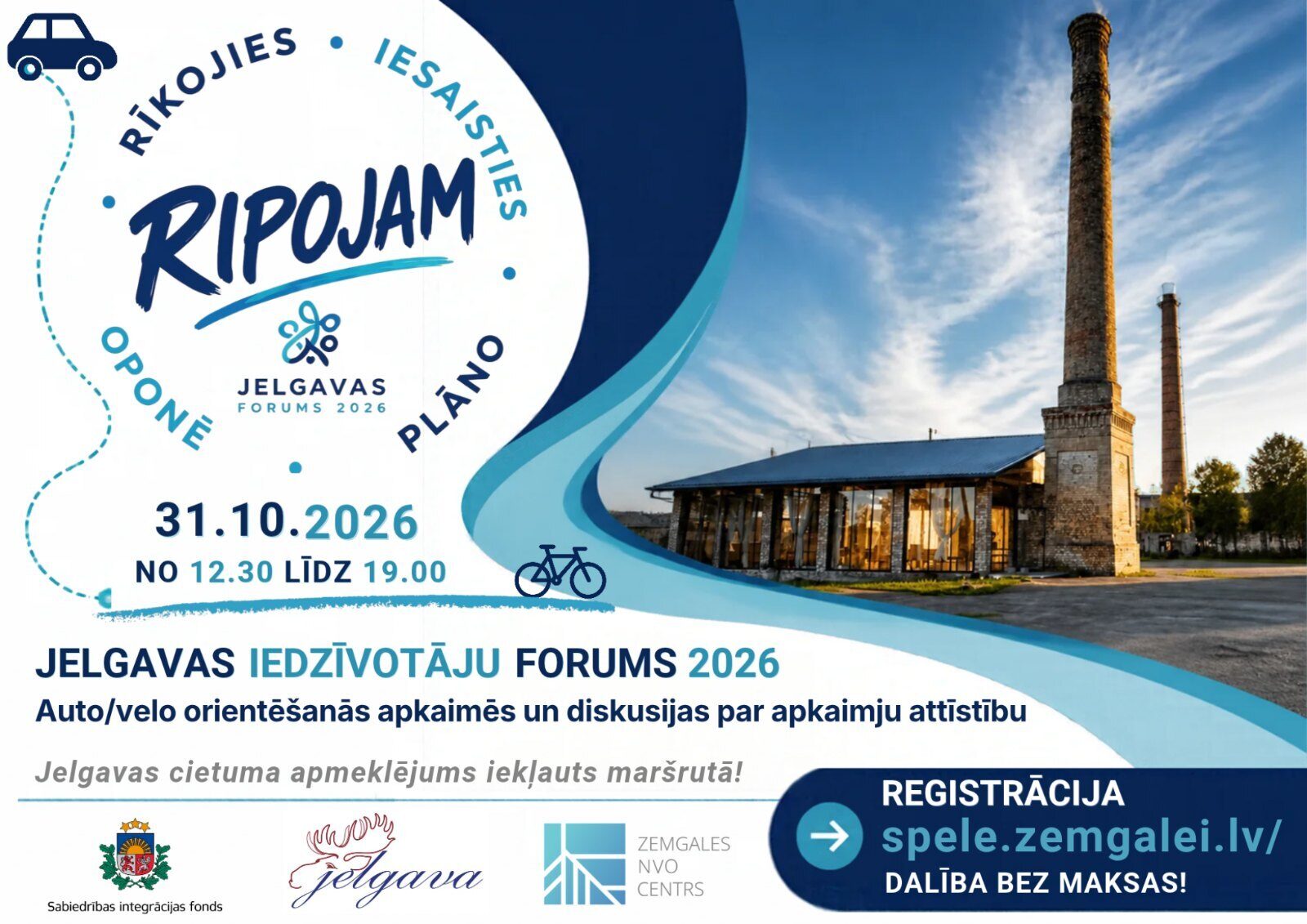 Iedzīvotāju forums „RIPOJAM” 31. oktobrī aicina iepazīt Jelgavas apkaimes un kopīgi lemt par pilsētas nākotni